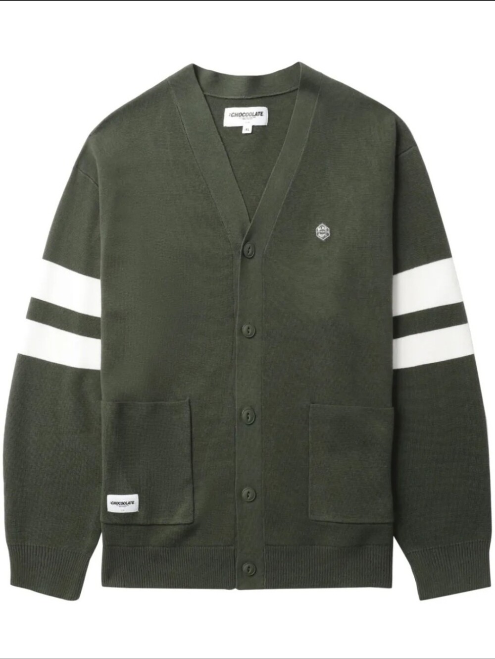 NWT CHOCOOLATE Logo-appliqué Striped Cardigan in Green